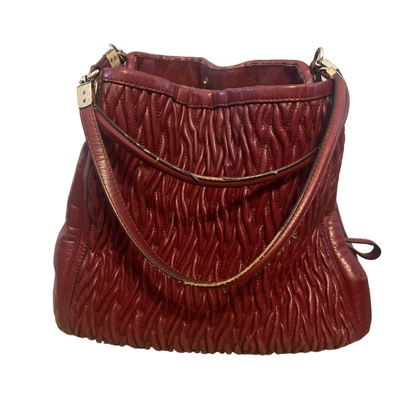 Coach Handbags - Coach Madison Gathered Twist Phoebe Leather Shoulder Bag Red  Retail $598!